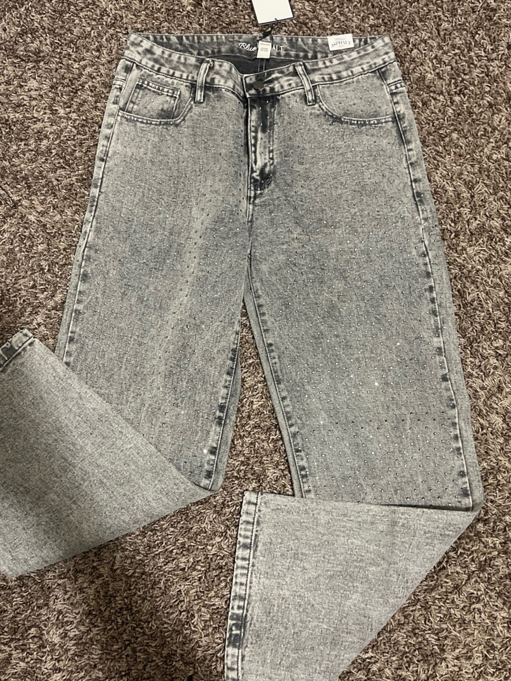 Blue Asphalt Black and Silver Studded Jeans